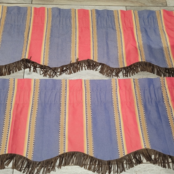 Hi End Accents fringed valance pair  Southwest Cowboy Aztec Ranch 84 x 18 - Picture 9 of 12